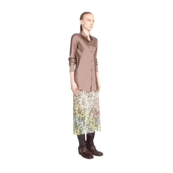 Fitted viscose shirt in Stone - Image 3