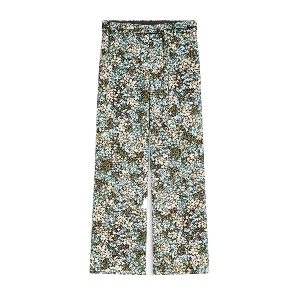 Dries Van Noten Flared floral trousers in Sky | Pants | Coveti