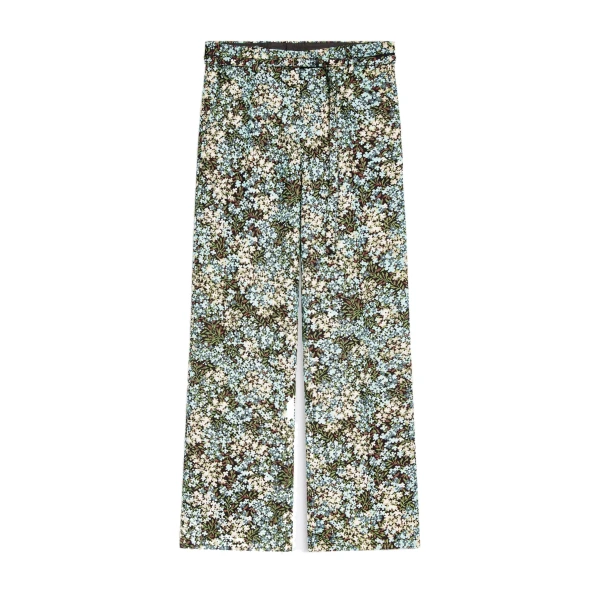 Dries Van Noten Flared floral trousers in Sky | Pants | Coveti