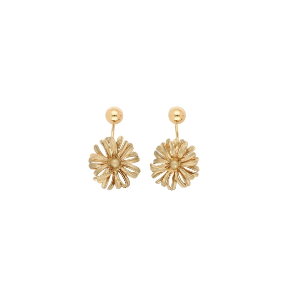 Floral stud pendant earrings in Old Brass - Image 3