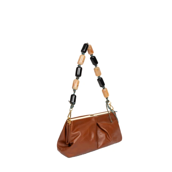 Folded leather clutch in Tan - Image 3