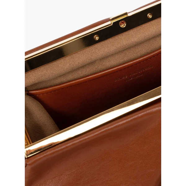 Folded leather clutch in Tan - Image 5