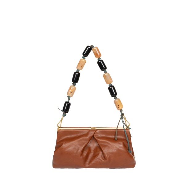 Dries Van Noten Folded leather clutch in Tan