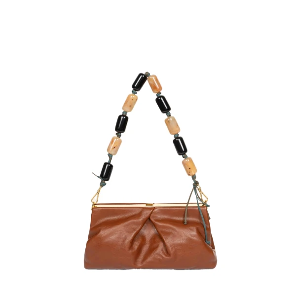 Dries Van Noten Folded leather clutch in Tan