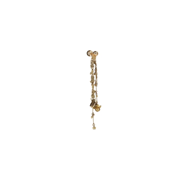 Fringed stud pendant earrings in Old Brass - Image 4