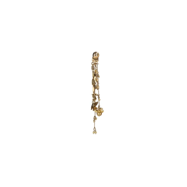 Fringed stud pendant earrings in Old Brass