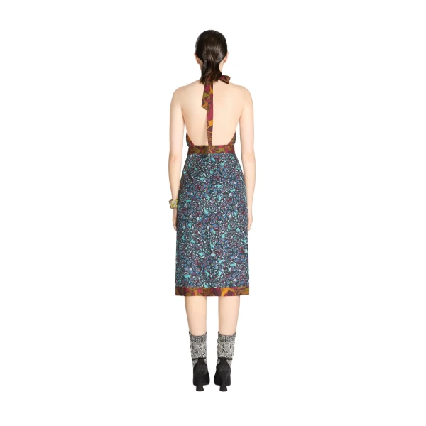 Halterneck viscose dress in Petrol - Image 4