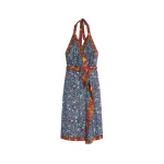 Dries Van Noten Halterneck viscose dress in Petrol | Dresses | Coveti