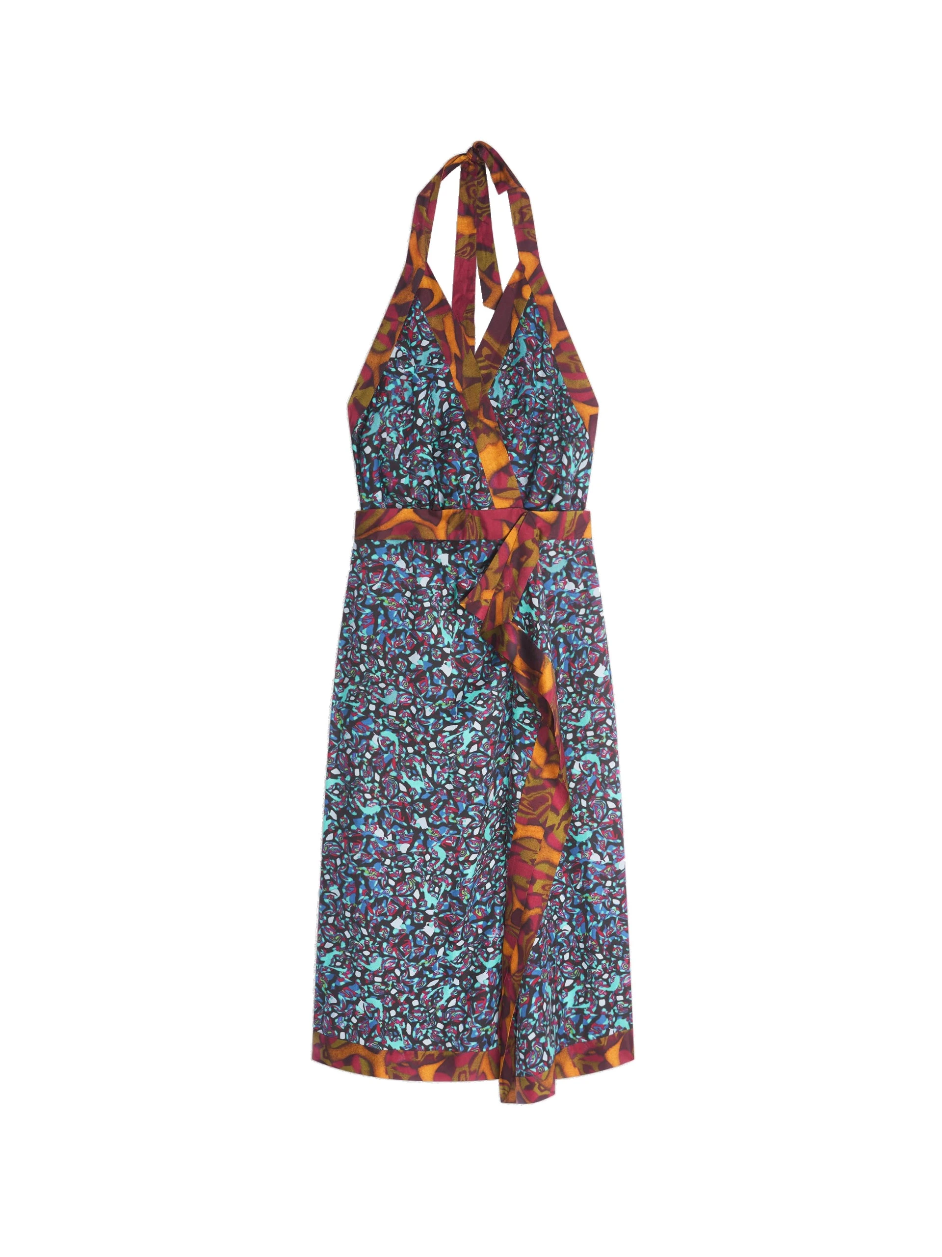 Dries Van Noten Halterneck viscose dress in Petrol | Dresses | Coveti Dries Van Noten Halterneck viscose dress in Petrol | Dresses | Coveti