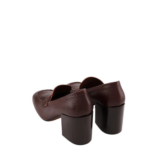 Heeled leather loafers in Burgundy - Image 4