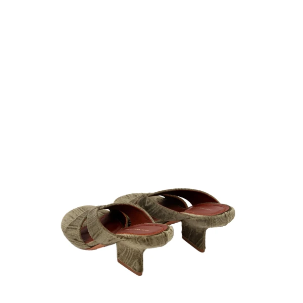 Heeled velvet mules in Green - Image 4