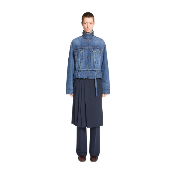 High collar denim jacket in Blue - Image 2