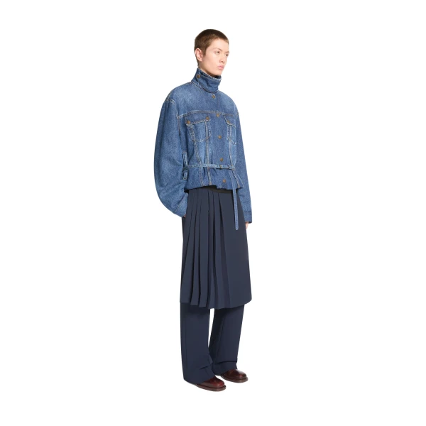 High collar denim jacket in Blue - Image 3