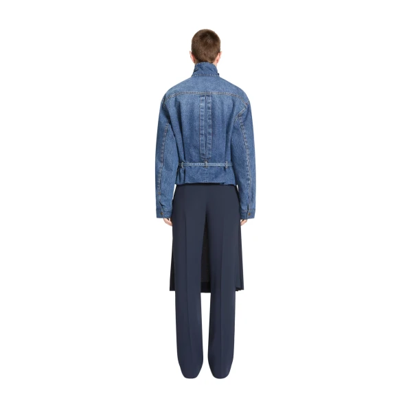 High collar denim jacket in Blue - Image 4