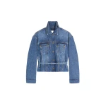 Dries Van Noten High collar denim jacket in Blue | Jackets | Coveti