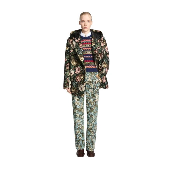 Hooded floral peacoat in Black - Image 2