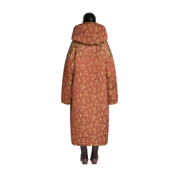 Jacquard duffel coat in Rust - Image 4