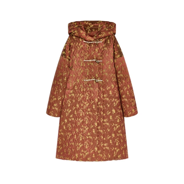 Jacquard duffel coat in Rust