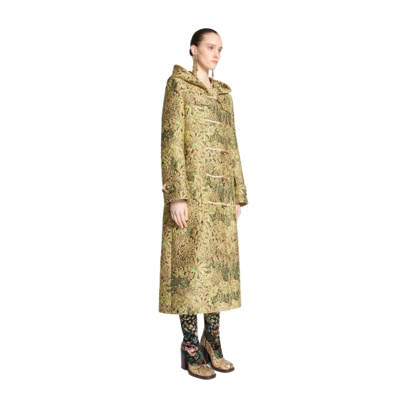 Jacquard duffle coat in Sand - Image 3