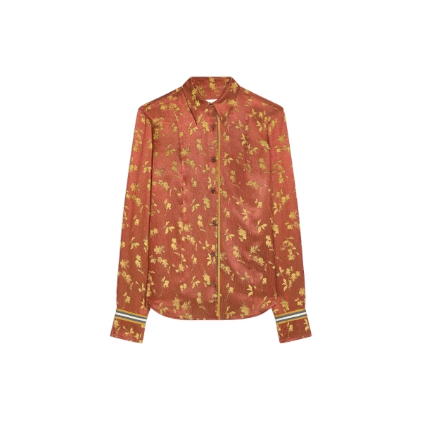 Dries Van Noten Jacquard shirt in Rust | Tops | Coveti