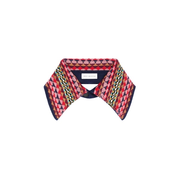 Dries Van Noten Jacquard wool collar in Navy