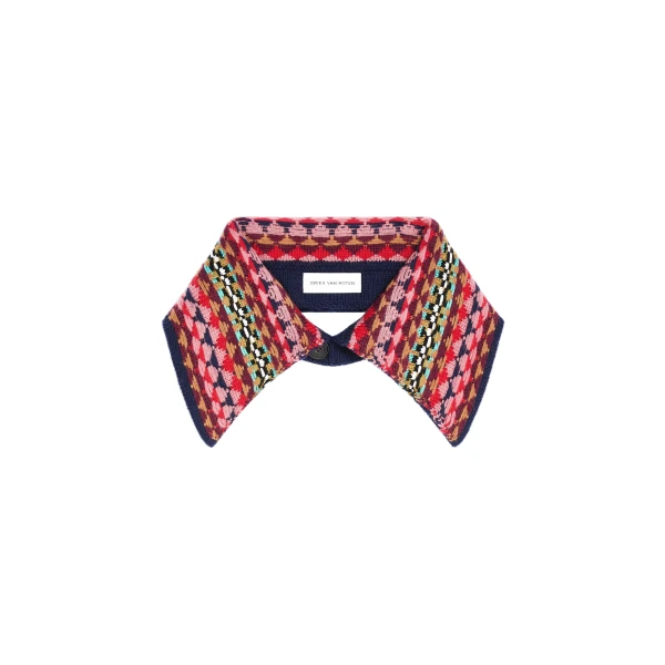 Jacquard wool collar in Navy