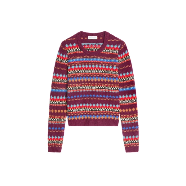 Dries Van Noten Jacquard wool sweater in Bordeaux | Knitwear | Coveti