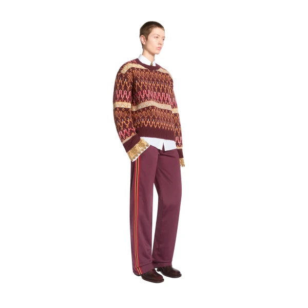 Jacquard wool sweater in Burgundy - Image 3