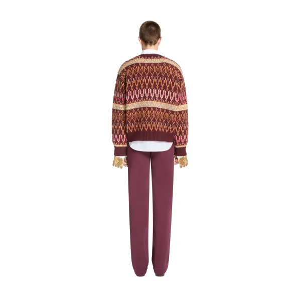 Jacquard wool sweater in Burgundy - Image 4