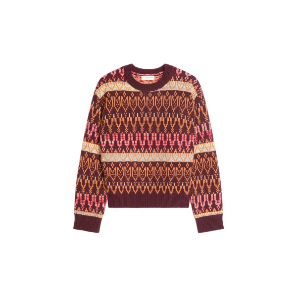Dries Van Noten Jacquard wool sweater in Burgundy | Knitwear | Coveti