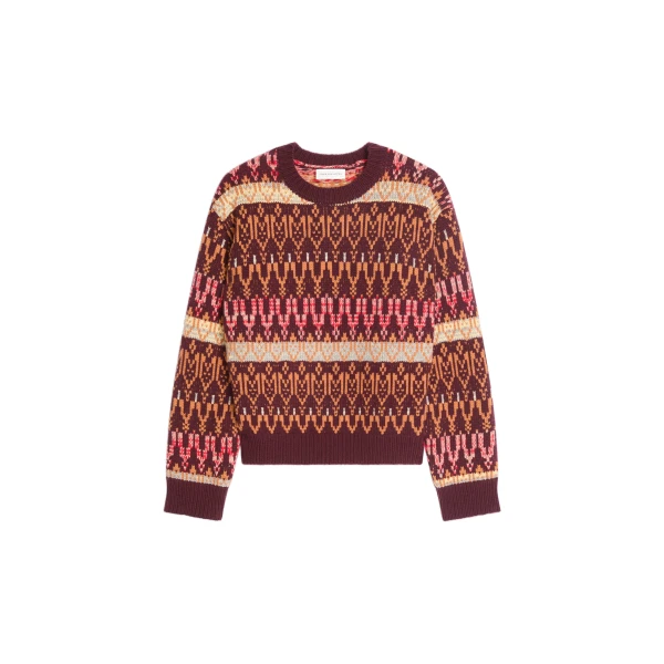 Dries Van Noten Jacquard wool sweater in Burgundy | Knitwear | Coveti