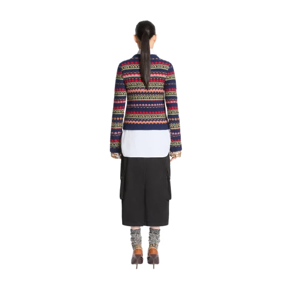 Jacquard wool sweater in Navy - Image 4