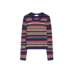 Dries Van Noten Jacquard wool sweater in Navy | Knitwear | Coveti