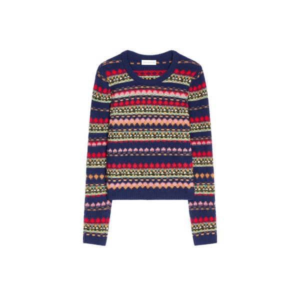 Dries Van Noten Jacquard wool sweater in Navy | Knitwear | Coveti