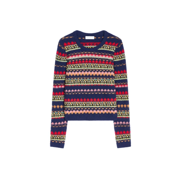 Dries Van Noten Jacquard wool sweater in Navy | Knitwear | Coveti