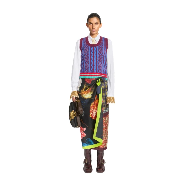 Jacquard wool top in Bordeaux - Image 2