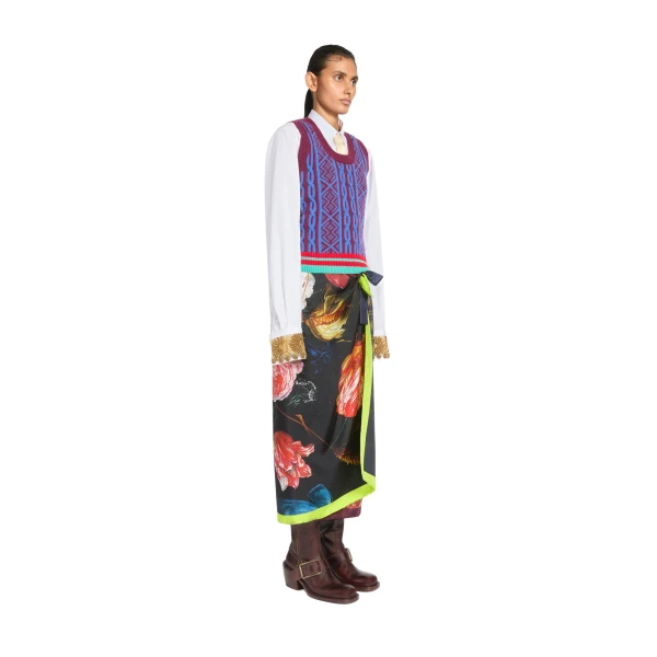 Jacquard wool top in Bordeaux - Image 3