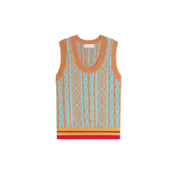 Dries Van Noten Jacquard wool top in Ocra | Knitwear | Coveti