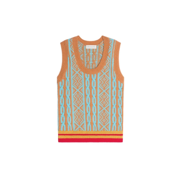Dries Van Noten Jacquard wool top in Ocra | Knitwear | Coveti