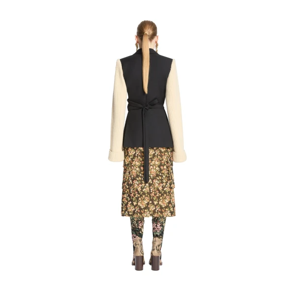 Knitted sleeves wool blazer in Black - Image 4