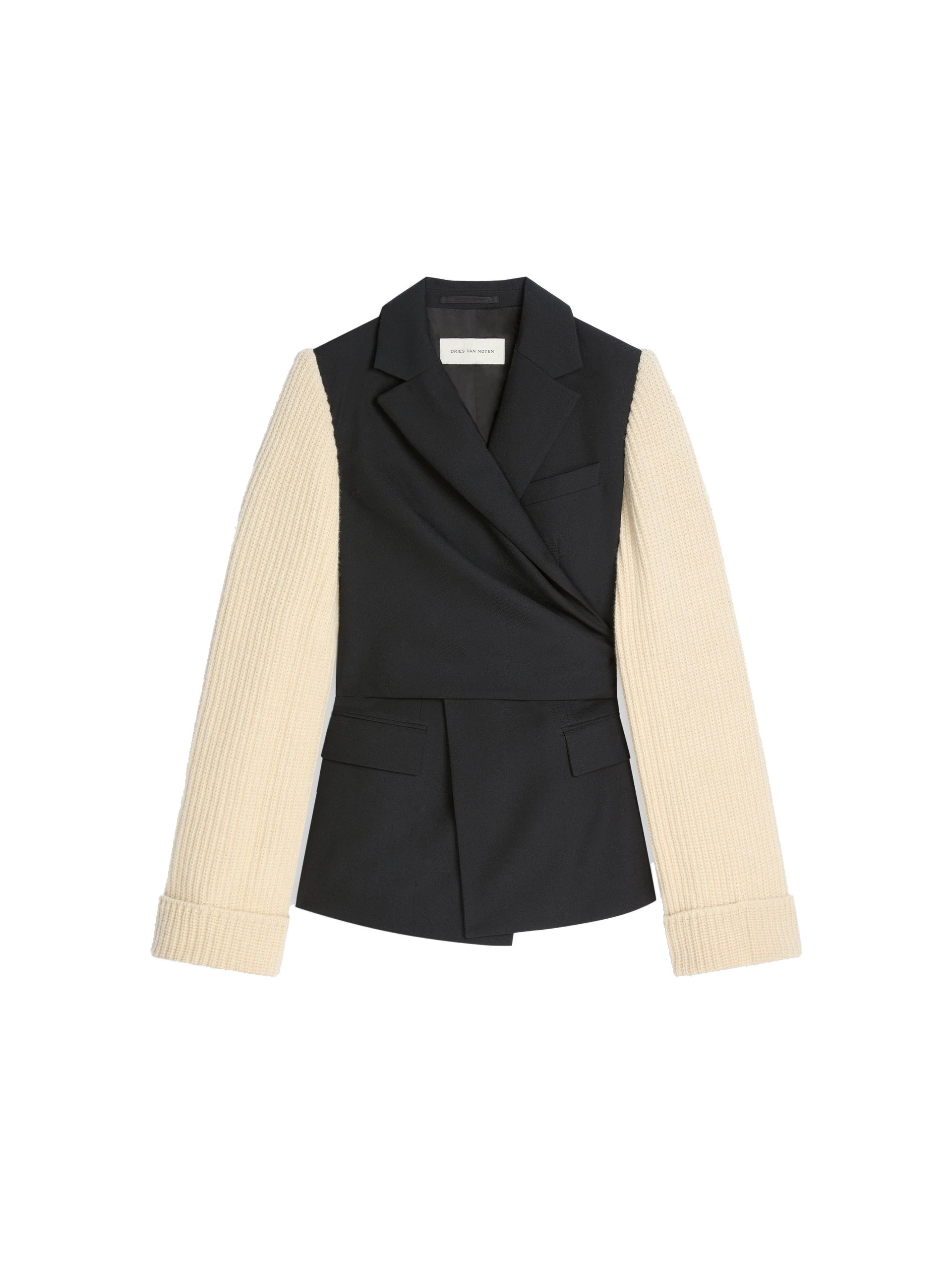 Dries Van Noten Knitted sleeves wool blazer in Black | Jackets | Coveti Dries Van Noten Knitted sleeves wool blazer in Black | Jackets | Coveti