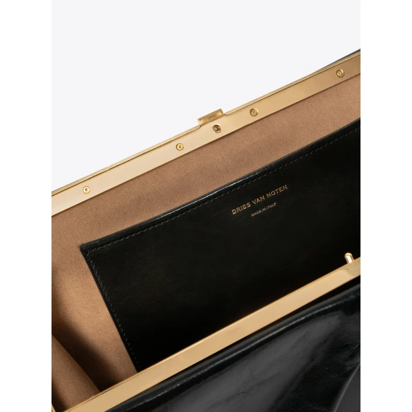 Large leather clutch in Black - Image 5
