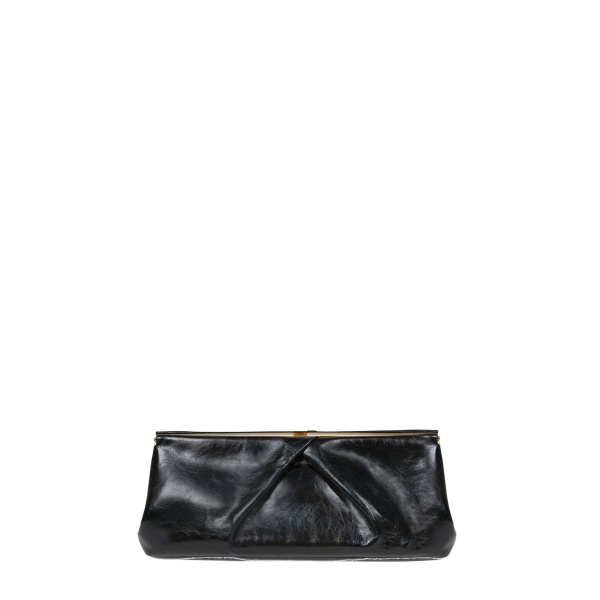 Dries Van Noten Large leather clutch in Black