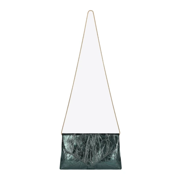 Large leather envelope bag in Forest - Image 3