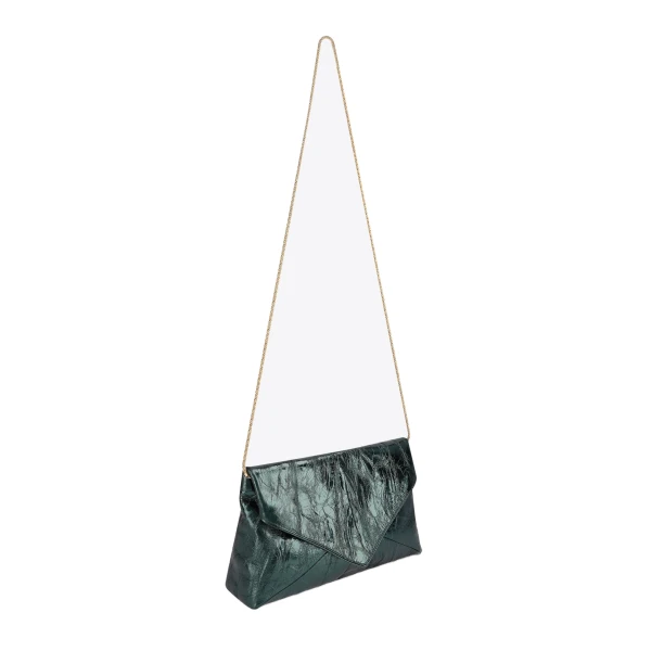 Large leather envelope bag in Forest - Image 4