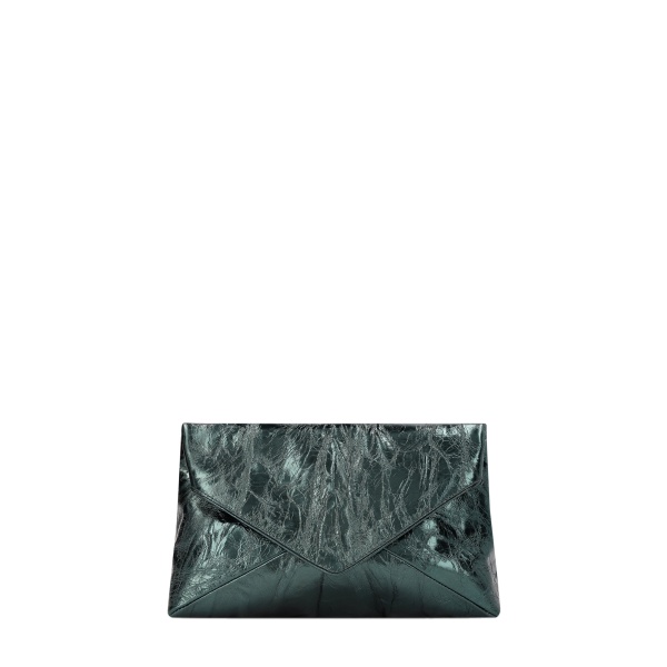 Dries Van Noten Large leather envelope bag in Forest