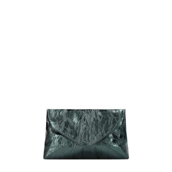 Large leather envelope bag in Forest