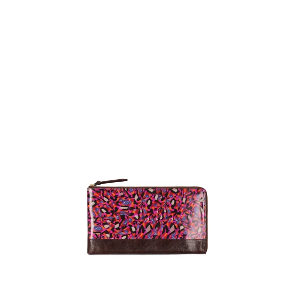 Large leather wallet in Fuchsia - Image 2