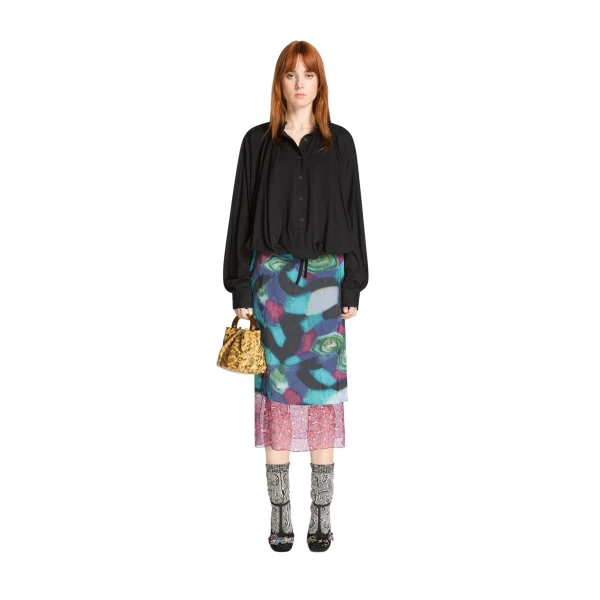 Layered moiré skirt in Petrol - Image 2