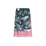 Dries Van Noten Layered moiré skirt in Petrol | Skirts | Coveti